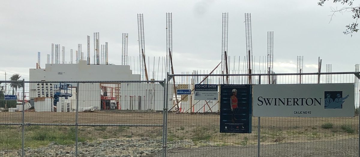 The Modesto California Temple under construction in April 2024